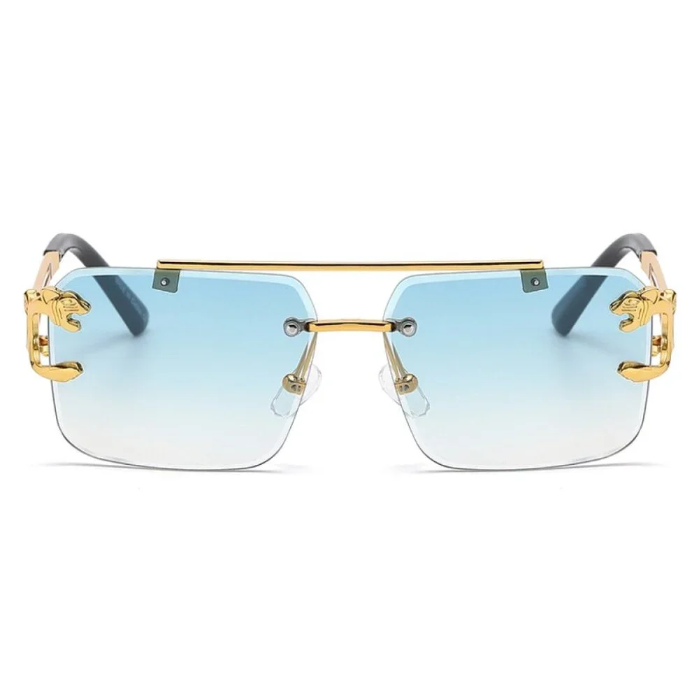 Men Sunglasses Square Green Lens‎ Fashion Gold Metal Frame Rapper Icedout Lentes